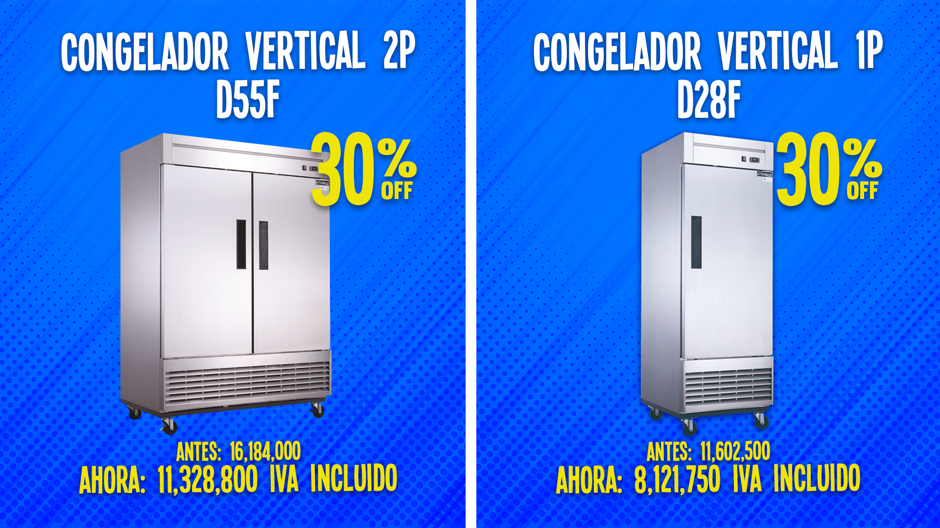 CONGELADOR VERTICAL 2 PTAS 49P INOX