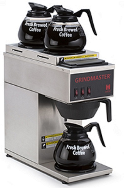 Cafetera por goteo en acero con tres hornillas