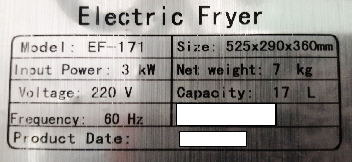 FREIDOR ELÉCTRICO UN TANQUE 9.2 LITROS