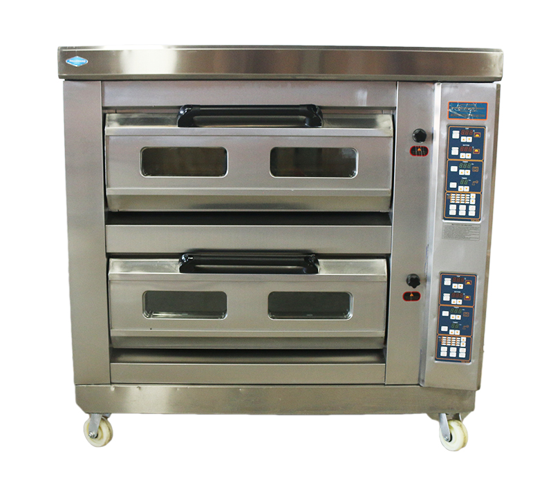 HORNO DE RADIACION DIGITAL A GAS 2 CAMARAS 4 BANDEJAS PISO EN HIERRO 